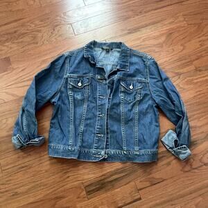 Lands End Blue Button Up Denim Jacket Size Large